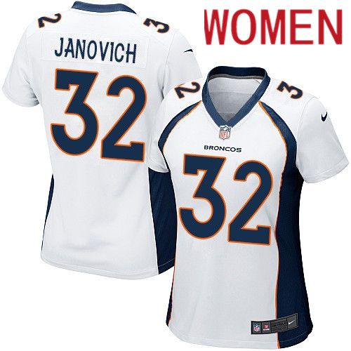Women Denver Broncos 32 Andy Janovich White Nike Game NFL Jersey